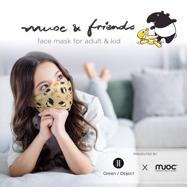 MUOC Handmade Malayan Tapir Face Mask Beige & Yellow (Kids)
